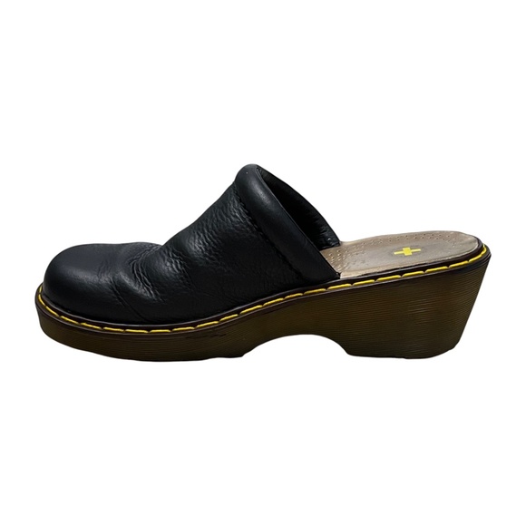 Dr Martens Chunky Platform Mules Clog Womens Size US 6 /37 Black Pebbled Leather - Picture 6 of 11